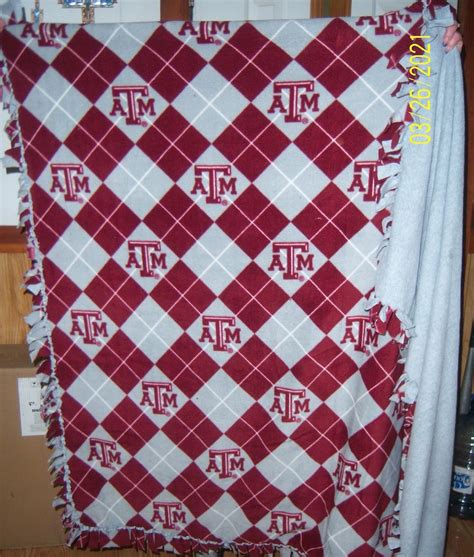 College Adult Blanket Quilt Fleece Texas A&M Loop Knotted Blanket 54 X ...