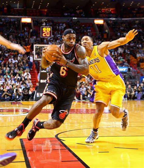 Lebron James Wesley Johnson Los Angeles Lakers V Miami Heat Zimbio