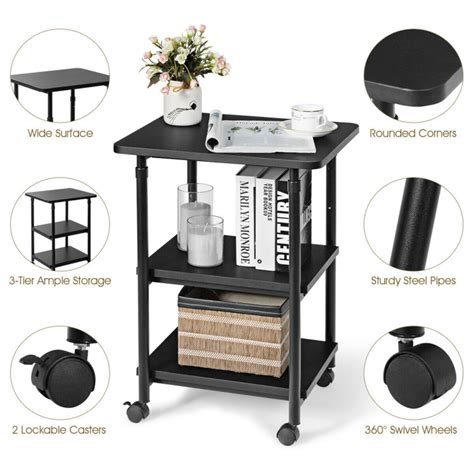 Tier Adjustable Printer Stand With Degree Swivel Casters Costway