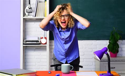 Premium Photo Angry Screaming Female Teacher In Classroom Hard School