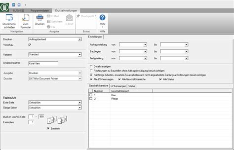 Auftragsbestand Drucken DATAflor