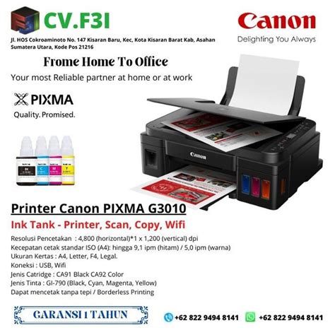 Printer Canon PIXMA G3010 Ink Tank - Printer, Scan, Copy, Wifi