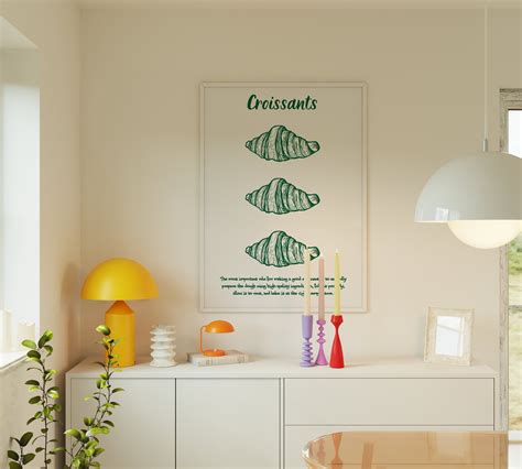 Croissants Print Breakfast Print Kitchen Wall Art Kitchen Decor Trendy