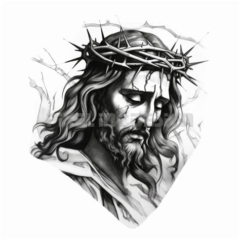 Jesus Christ Tattoo Design White Background Download - Etsy