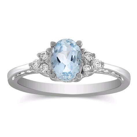 14K White Gold Oval Aquamarine & Diamond Ring | Borsheims