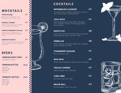 Landscape Cocktail Menu Templates Postermywall