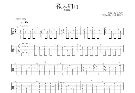 微风细雨吉他谱 林功信 C调指弹 吉他世界