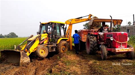 New Jcb 3dx Backhoe Machine Working With Two Mahindra 475 Di 575 Di