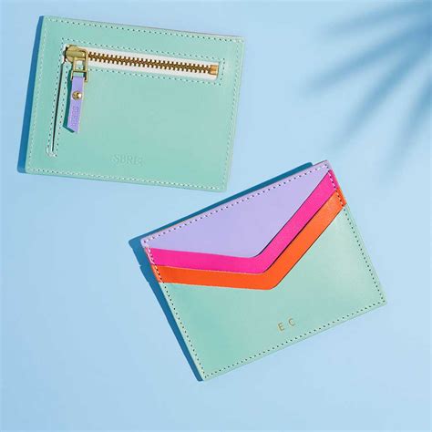 Tutti Frutti Personalised Mint Green Leather Card Holder Sbri