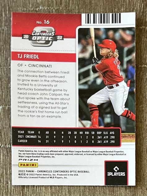 Tj Friedl Rc Sp Pink Pulsar Prizm Contenders Optic Cincinnati Reds