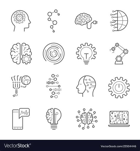 Simple Set Artificial Intelligence Related Vector Image