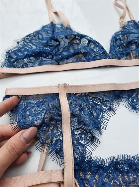 Blue Lace Lingerie Set Lace Lingerie Set Blue Lingerie Set Etsy