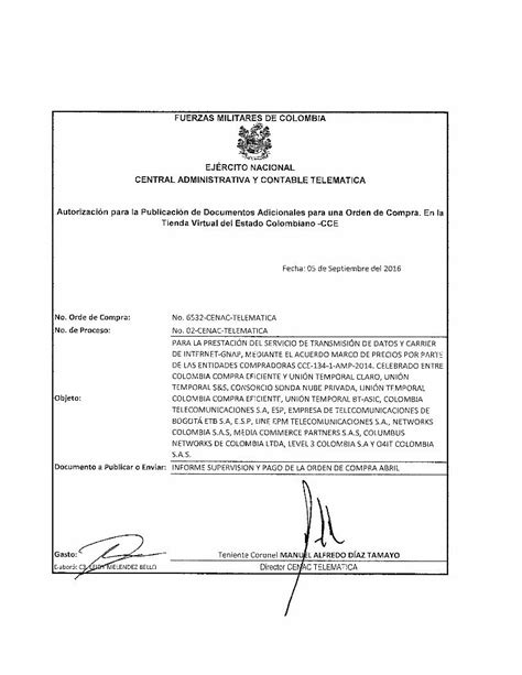 Pdf · Telmex Colombia Sa Factura En Nombre De La Unión Temporal De