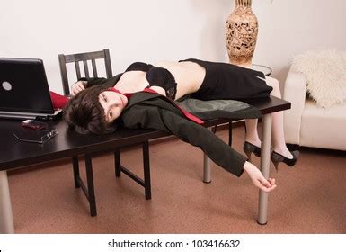 Crime Scene Imitation Lifeless Secretary Office Stock Photo