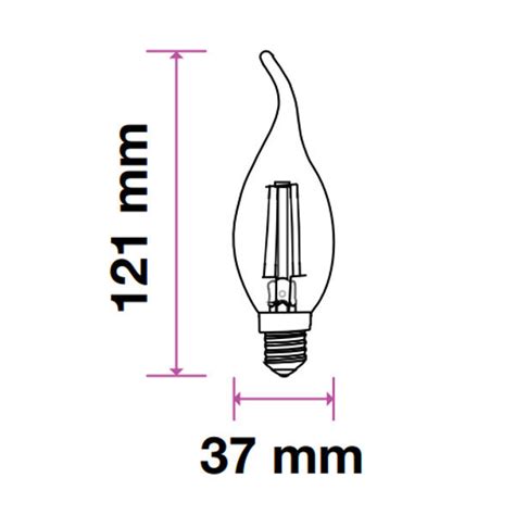 V Tac Lampadina Led E14 4w Filamento Bianco Caldo A Fiamma