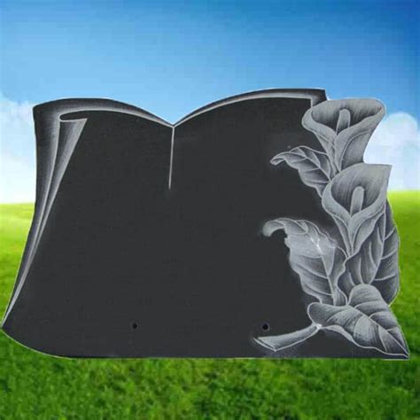 Livre En Forme De Plaque Comm Morative En Granit Noir Avec Des Fleurs