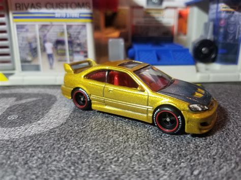 Custom Hot Wheels Honda Civic Si Gold Custom Wheel Swap With Real ...