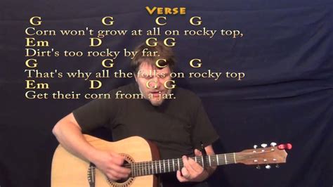 Rocky Top Osbourne Brothers Strum Guitar Cover Lesson With Lyrics Chords Youtube