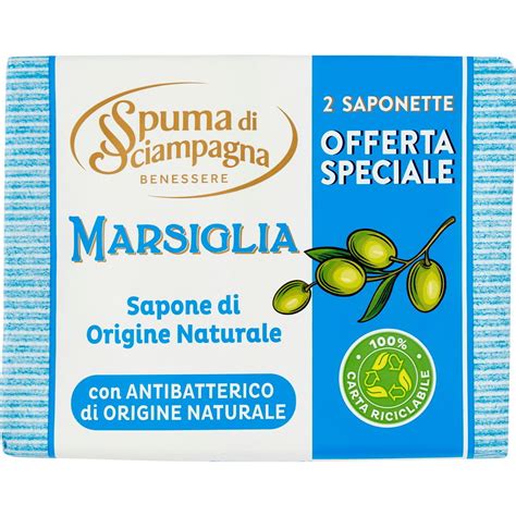 Sapone Solido Marsiglia Di Origine Naturale SPUMA DI SCIAMPAGN 2 X 125