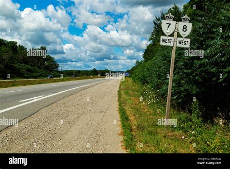 Highway road signs.Ontario, Canada Stock Photo - Alamy