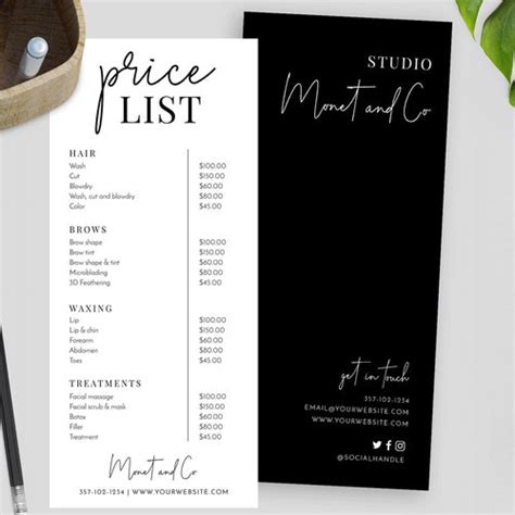 Editable Beauty Salon Price List Template Editable Services Etsy