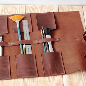 Leather Paint Brush Roll Gift Ideas For Artists Artist Roll Etsy