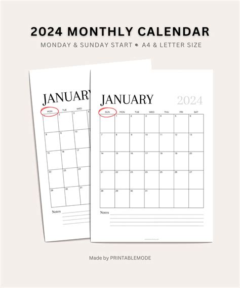 Leap Year 2024 Calendar PDF Printable, Schedule Events, Vacations, Goals & Tasks, Monday or ...