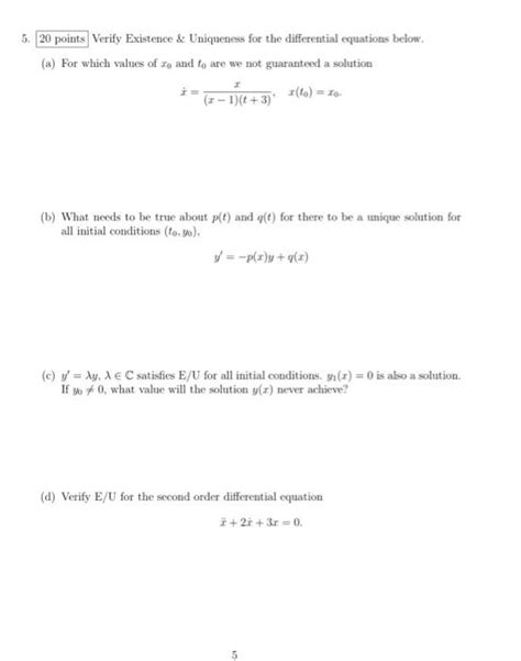 Solved 5 20 Points Verify Existence Uniqueness For The Chegg