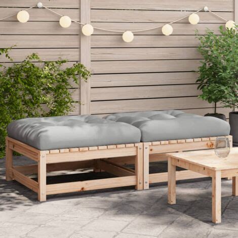 Repose Pieds De Jardin Avec Coussins Pcs Bois De Pin Massif