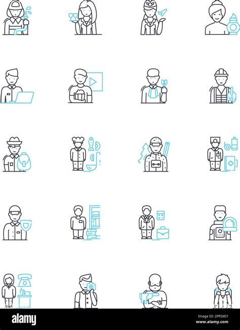 Occupation Linear Icons Set Doctor Teacher Lawyer Engineer