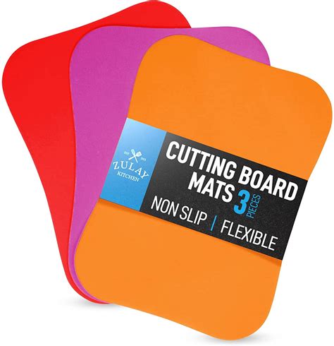 Zulay Kitchen Set Of 3 Extra Thick Flexible Plastic Cutting Board Mats