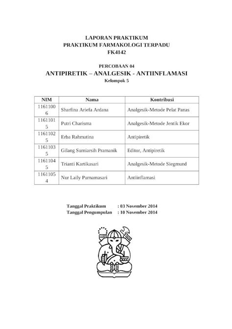 DOCX Laporan Antipiretik Analgesik Antiinflamasi DOKUMEN TIPS