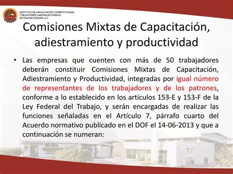 Ppt Funcionamiento De Las Comisiones Mixtas De Capacitación Adiestramiento Y Productividad