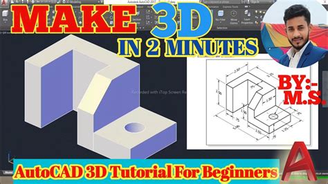 Autucad 3d Drawing 1 Autocad 3d Tutorial For Beginners Autocad 3d