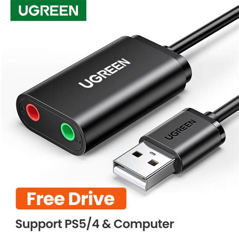 UGREEN USB Audio Adapter External Stereo Sound Card With 3 5mm