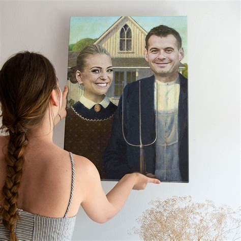 Portret Personalizat Cupluri Model American Gothic Pepanza Ro