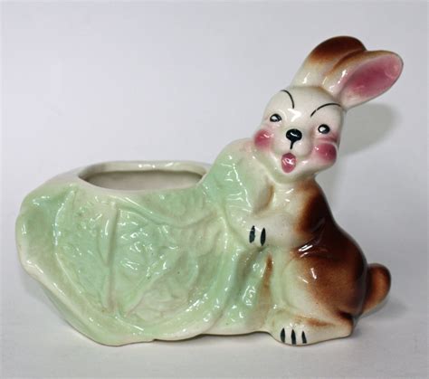 Vintage Rabbit Planter Cottage Chic Home Decor By Buybackyesterday