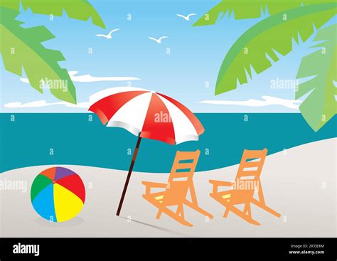 Vector Illustration Of Beach Stock Vector Image Art Alamy