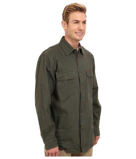 Carhartt Weathered Canvas Shirt Jacket In Moss Blue For Men Lyst