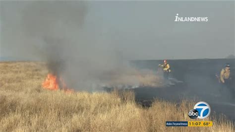 Firefighters Battle Brush Fires In Inland Empire Amid Strong Heat