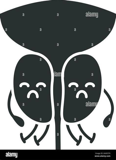 Sad Prostate Gland Character Glyph Icon Silhouette Symbol Mens