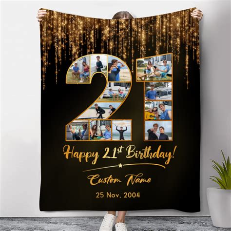 21st Birthday Photo Collage Blanket, 21st Birthday Gifts For Men, 21st ...