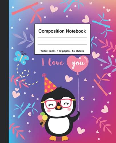 Composition Notebook Blank Wide Ruled Paper Notebook I Love You