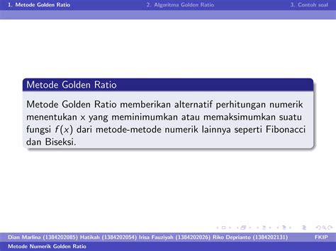 Tugas Metode Numerik Golden Ratio Pendidikan Matematika Umt Ppt