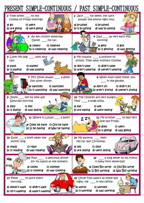 Present Simple Continuous Past Simple Continuous Interactive