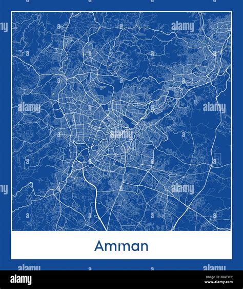 Amman Jordan Asia City Map Blue Print Vector Illustration Stock Vector