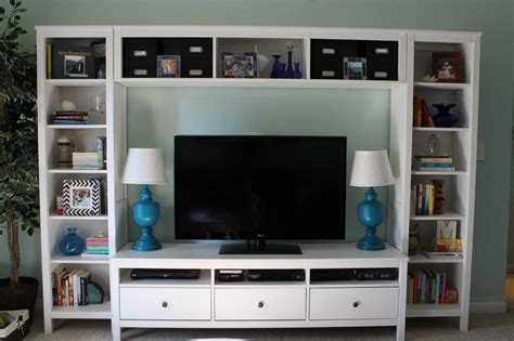 Upgraded Entertainment Center Ikea Hemnes Tv Stand And Media Towers