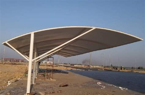 Tunnel Steel Car Parking Paint Coated Tensile Structure For Outdoor At