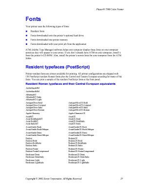 Fillable Online Your Printer Uses The Following Types Of Fonts Fax