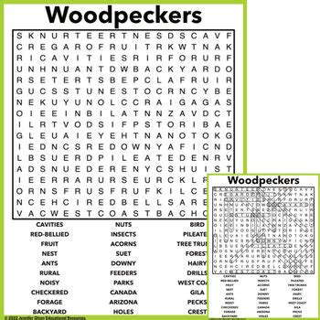 Woodpeckers Word Search By Jennifer Olson Educational Resources Tpt